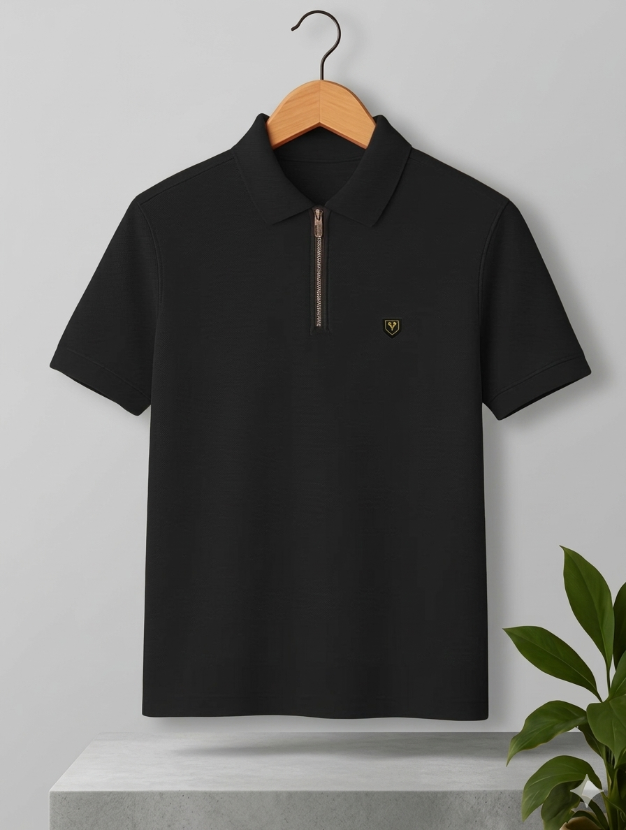 Men Casual Solid Colour Polo Neck Tshirt