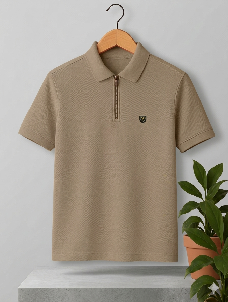 Men Casual Solid Colour Polo Neck Tshirt