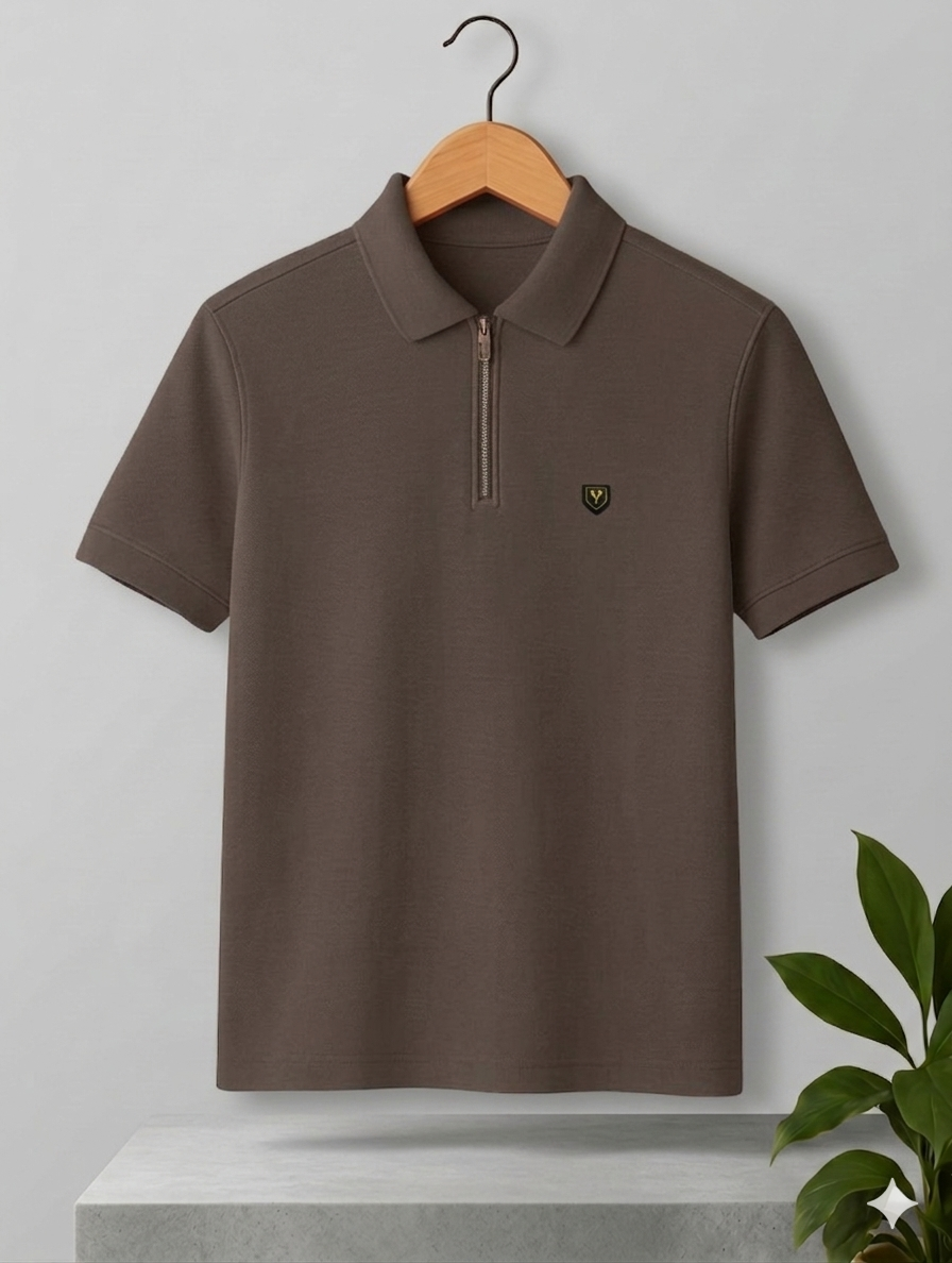 Men Casual Solid Colour Polo Neck Tshirt