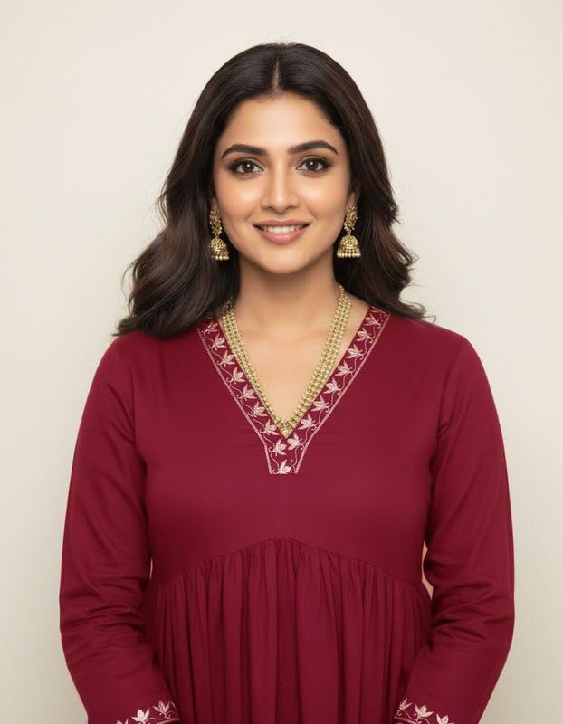 Women’s Solid Short Kurti for Girls | Regular Wear Flared Tunic Top | Stylish & Comfortable Rayon Kurti |Embroidered Short Kurti Top