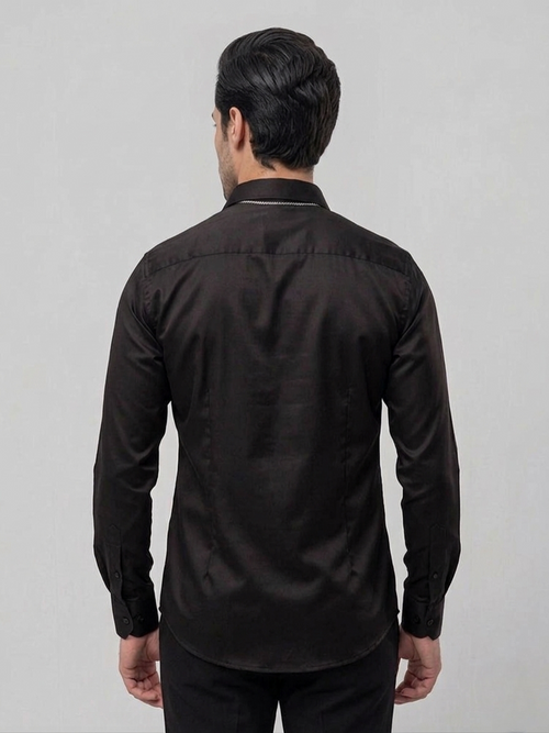 Men Casual Solid Black Shirt