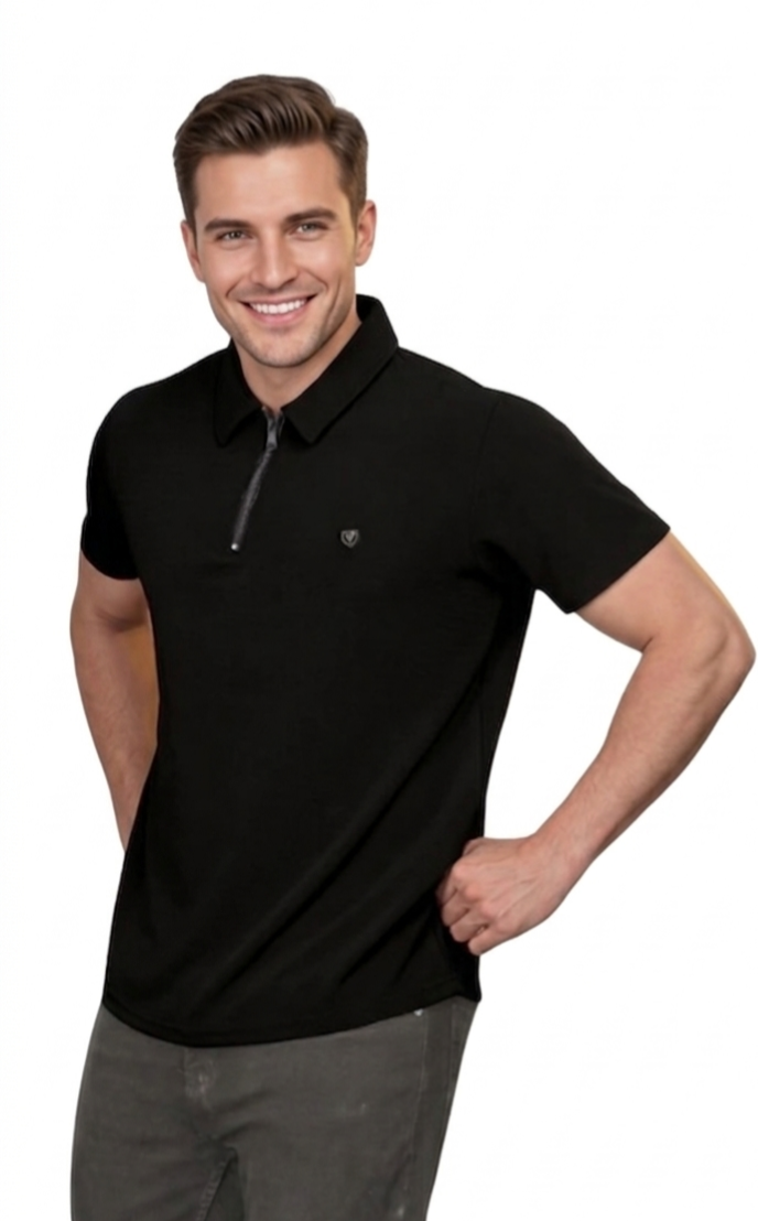 Men Casual Solid Colour Polo Neck Tshirt