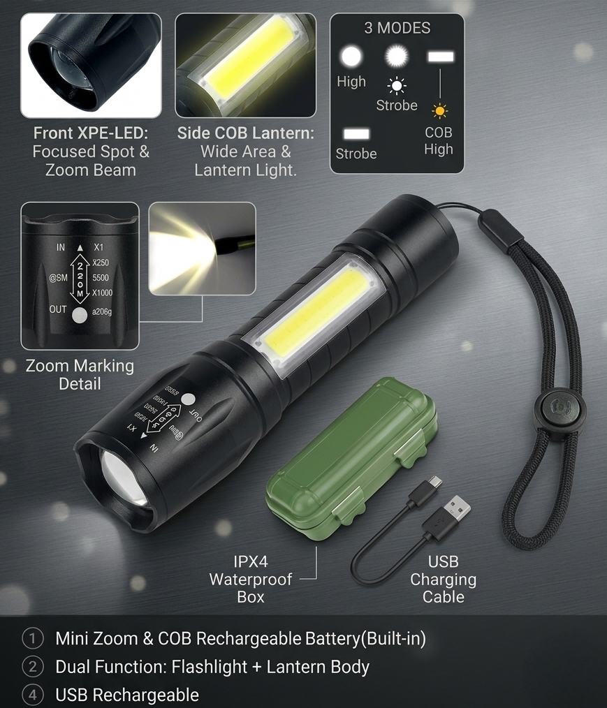 UltraBright Mini Rechargeable Powerful LED Torch Light | Powerful Flash Light