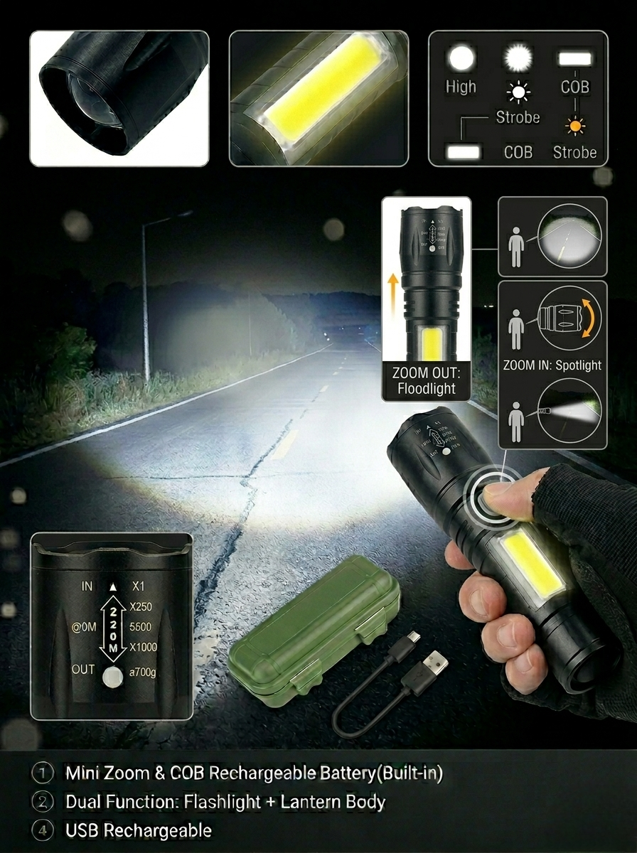 UltraBright Mini Rechargeable Powerful LED Torch Light | Powerful Flash Light